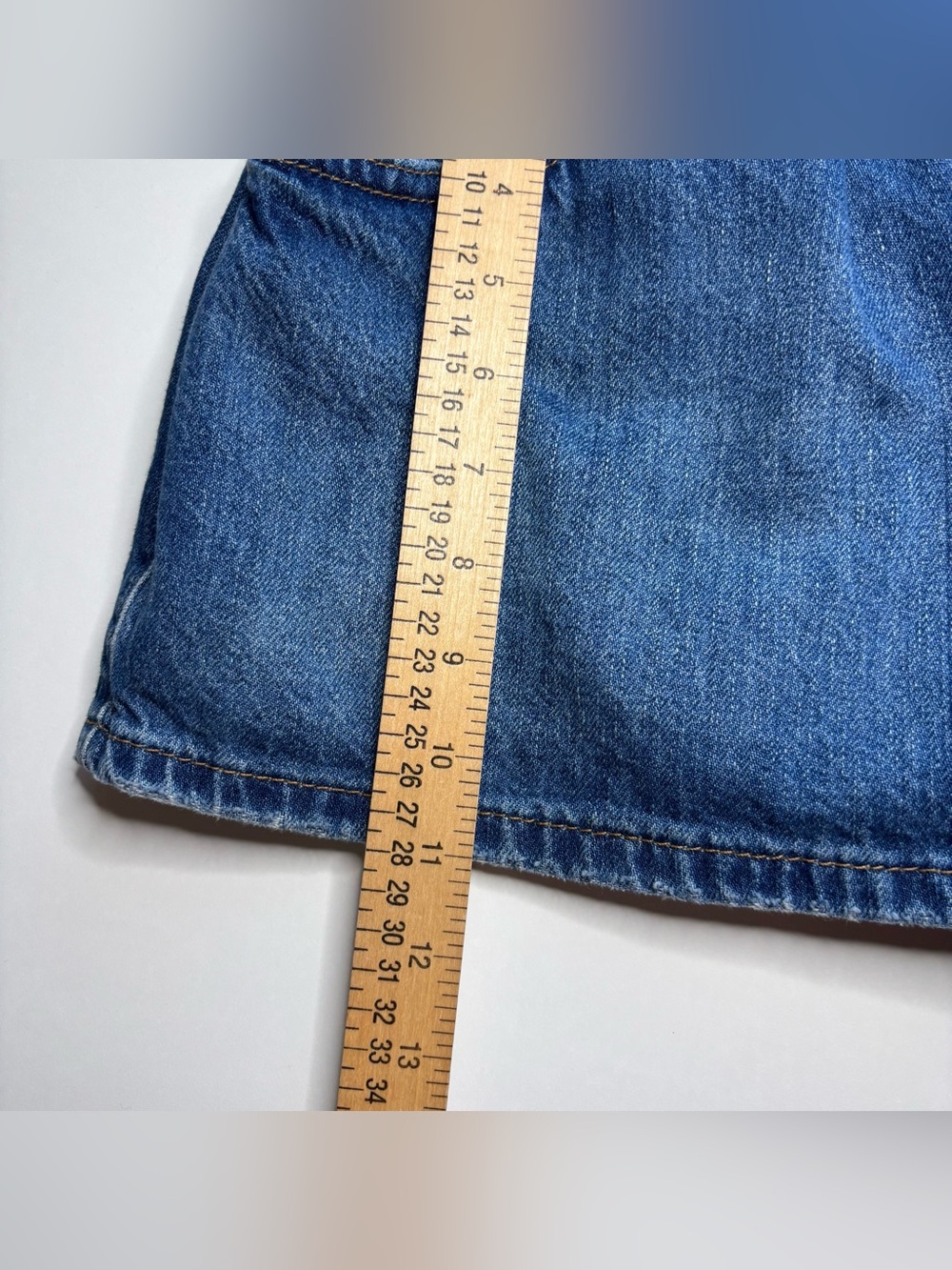 FREE PEOPLE WE THE FREE DENIM MICRO MINI SKORT SKIRT BLUE SIZE 24 - Picture 11 of 11